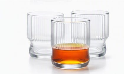 Treo by Milton Fin 280 Whisky Glass Tumbler, Set of 6, 280 ml Each, Transparent