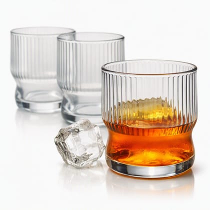 Treo by Milton Fin 280 Whisky Glass Tumbler, Set of 6, 280 ml Each, Transparent