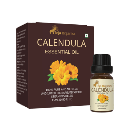 Calendula Essential Oil 15ml | 100% Pure Natural Oil | Soothing, hydrating, and skin-repairing | Ideal for sensitive skin | Relief from Acne, Eczema, Psoriasis, Rosacea, Rashes | Skin hydration | Fairness | Useful in Diffusers, Bath Oil, Massage 