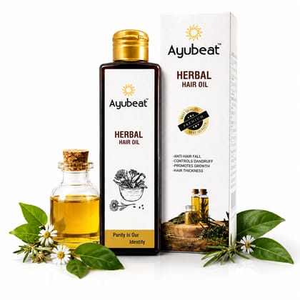 Ayubeat Herbal Hair Oil | 100% Natural Ayurvedic Hair Care Oil | Nourishes Scalp, Helps Reduce Hair Fall & Dandruff | Promotes Hair Growth & Shine