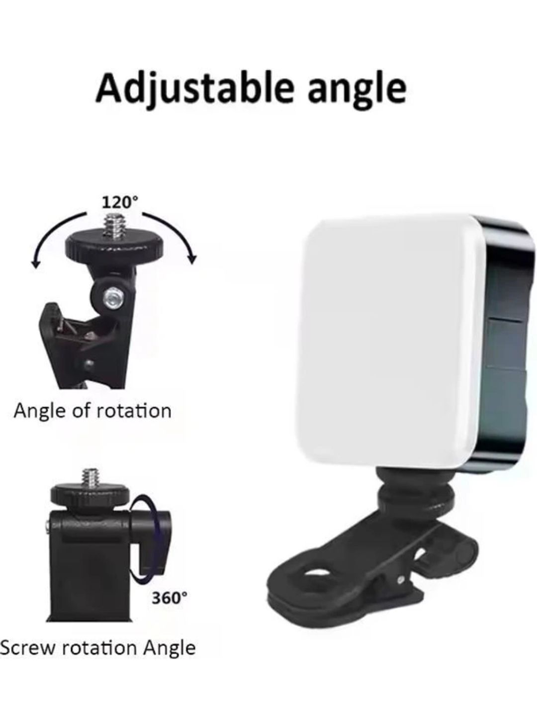 Portable RGB LED Video Light with Clip Mount, Full Color & Brightness Adjustable