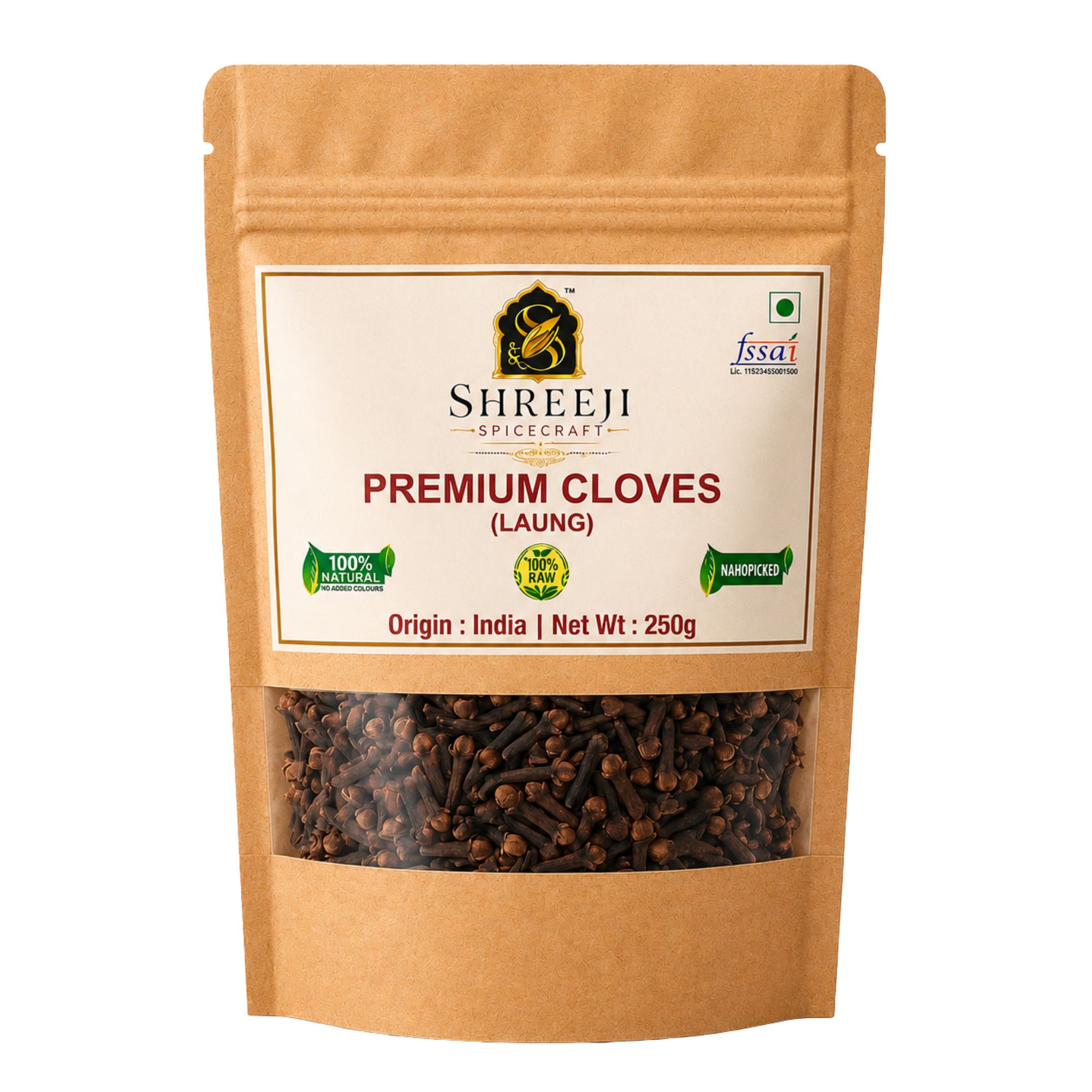 Shreeji Spicecraft Whole Cloves Laung Raw Aromatic Whole Spices Sabut Long for Cooking Indian Masala Chai Biryani Kadha Spice Pouch
