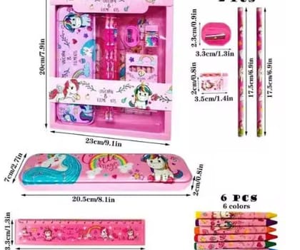 Unicorn Stationary Kit for Girls Pencil Pen Book Eraser Sharpener - Stationary Kit Set for Girls/Birthday Gift (Multicolor) ₹173