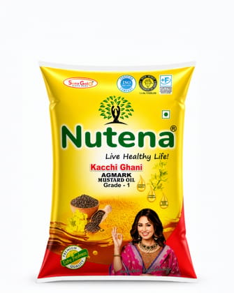 Nutena Kachi Ghani Mustard Oil 1 Liter Pouch 