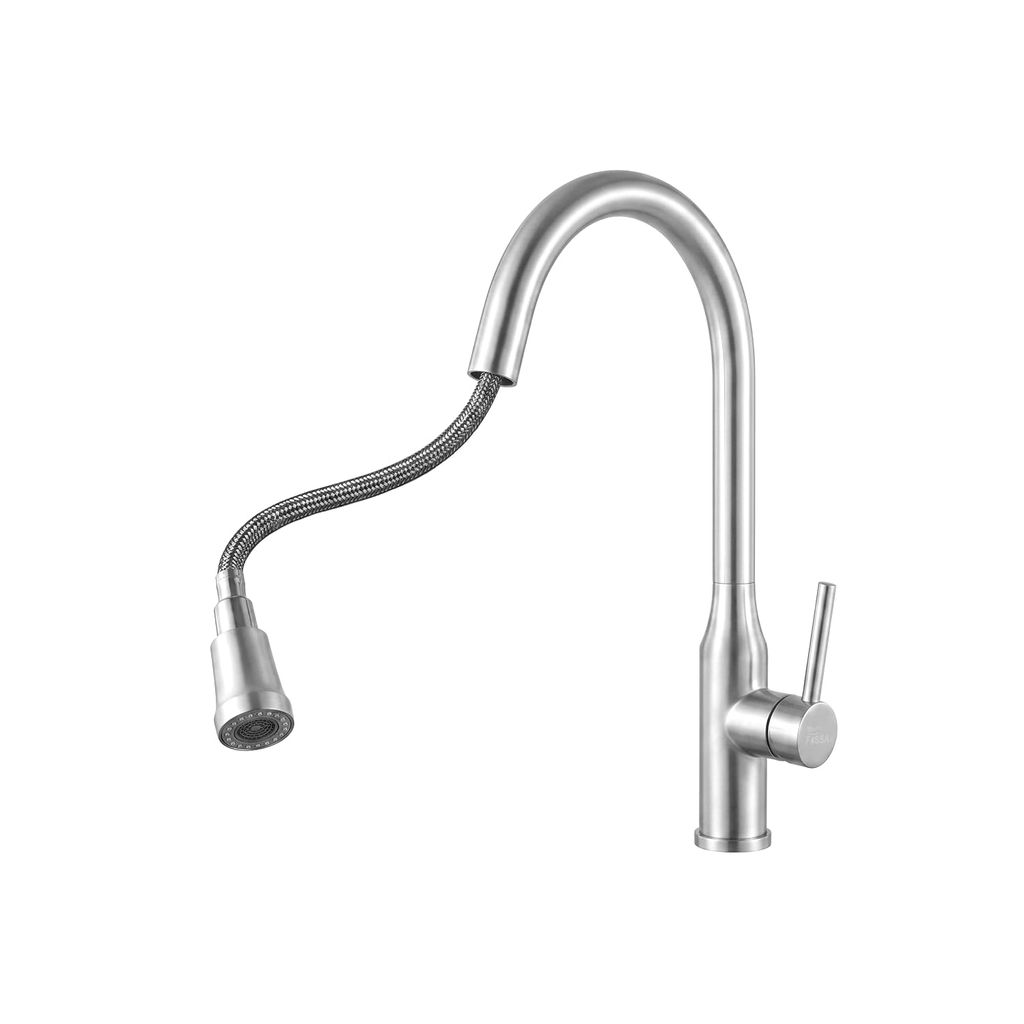 Omega Single-Flow 360° Hot & Cold 304 Stainless Steel Kitchen Mixer Faucet Silver