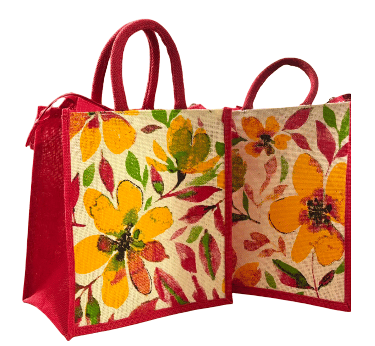 Jute Tote Bag Floral
