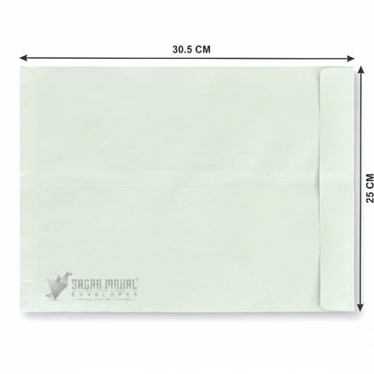 Sagar Mahal 12x10 Inch Green Cloth-Lined Envelopes | 100 GSM Fine Quality | Extra Large Courier Covers for Unfolded A4 Documents | Pack of 100