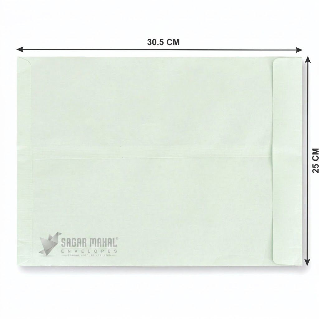 Sagar Mahal 12x10 Inch Green Cloth-Lined Envelopes | 100 GSM Fine Quality | Extra Large Courier Covers for Unfolded A4 Documents | Pack of 100