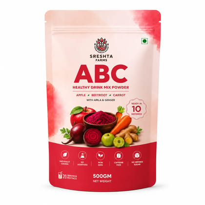 Sreshta Farms ABC Powder (Apple Beetroot Carrot) – Natural Immunity Booster & Daily Nutrition Mix | No Added Sugar | (500gm)