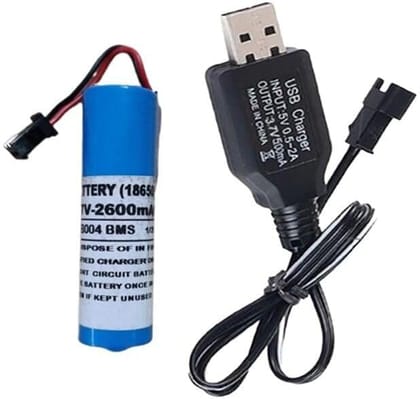 NOVEL 3.7V 18650 Lithium-Ion Rechargeable Battery 2600mAh with USB Charging Cable | Suitable for Portable Electronics, DIY Projects and Learning Applications