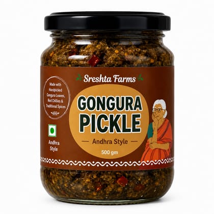 Sreshta Farms Gongura Pickle | Andhra Style Gongura Pachadi | Traditional South Indian Pickle