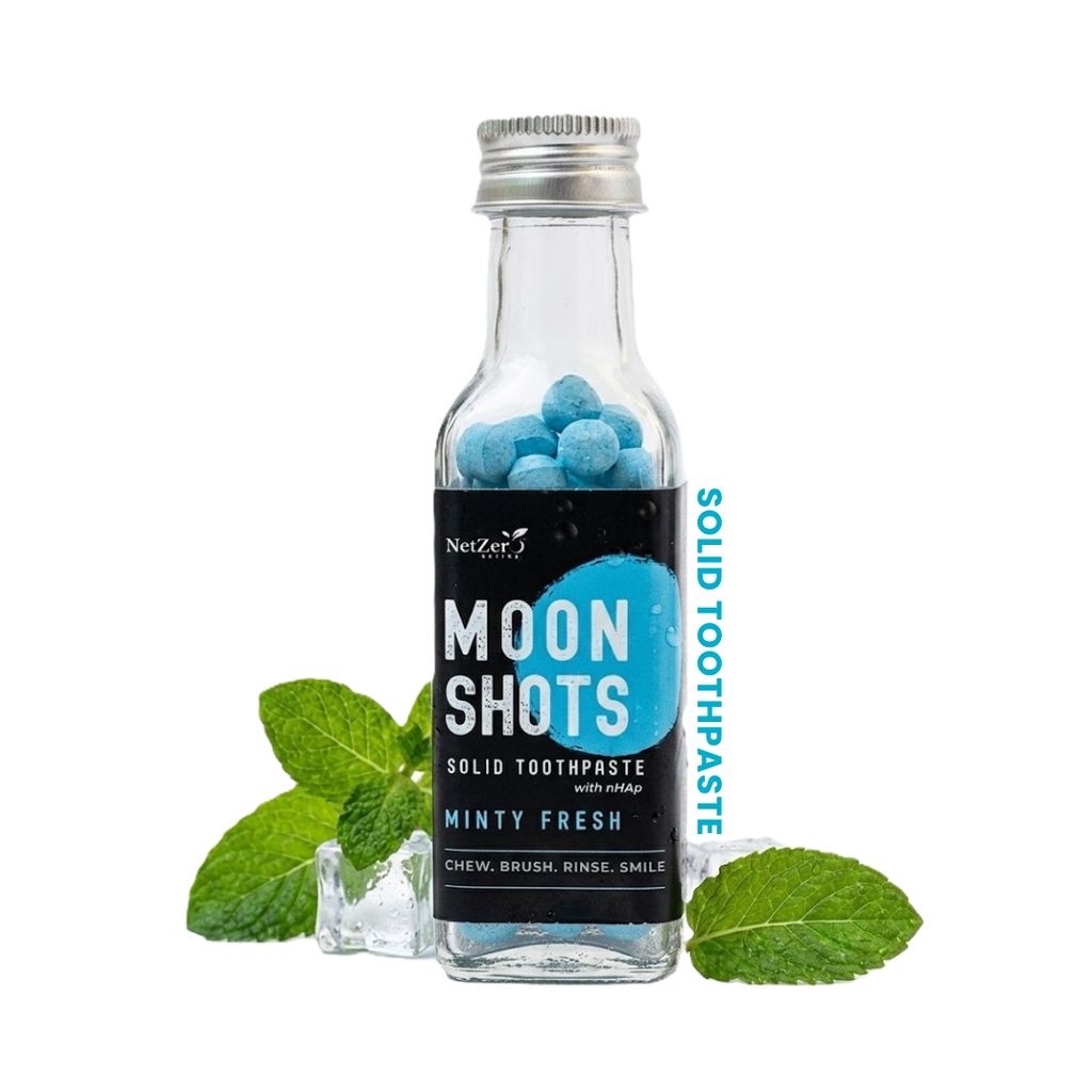 Moonshots Solid Toothpaste Tablets – Minty Fresh (90 pcs) | Formulated with nHAp | Fluoride-Free & SLS-Free | No Preservatives | with Xylitol & Oral Probiotics | Travel-Friendly