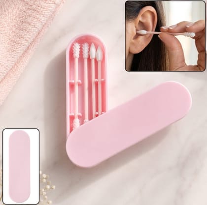 DHRUVINSRI 4 In 1 Reusable Silicone Ear Swab Set with Case Washable Ear Buds (1 Set)