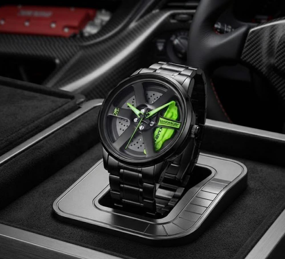 Speedometer Style 360 Rotating Rim Watch for Car & Bike Enthusiasts