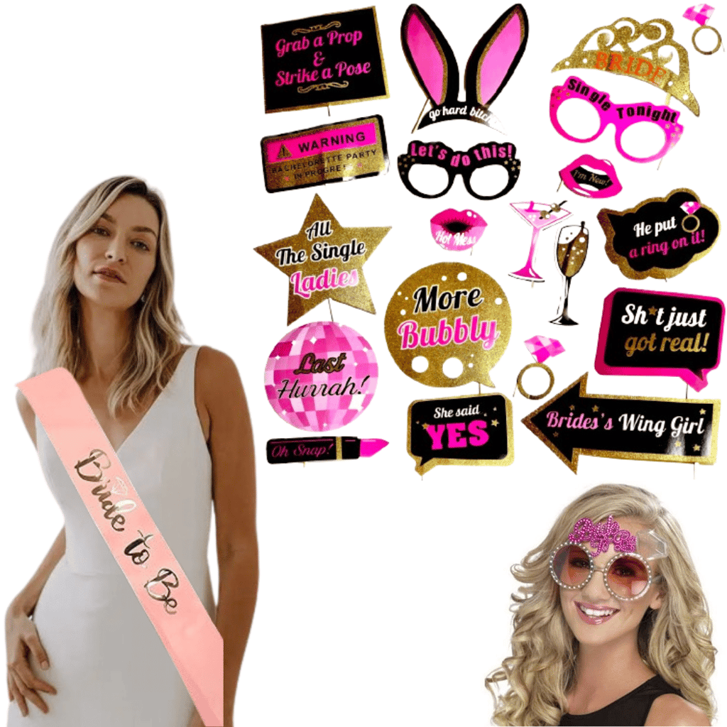 Bride to Be Combo Pack-Sash, Eye Glass &Photo Props - Party and Festive Needs | Buy online on ZillyBuy
