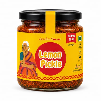 Sreshta Farms Traditional Andhra Lemon Pickle - 250gm