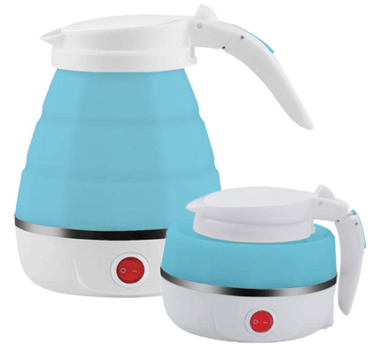 Travel Folding Electric Kettle, Fast Boiling, Portable Electric Kettle, 600ml Boil Dry Protection, 100-240V Food Grade Silicone Foldable Kettle (Multicolor), 600 watts