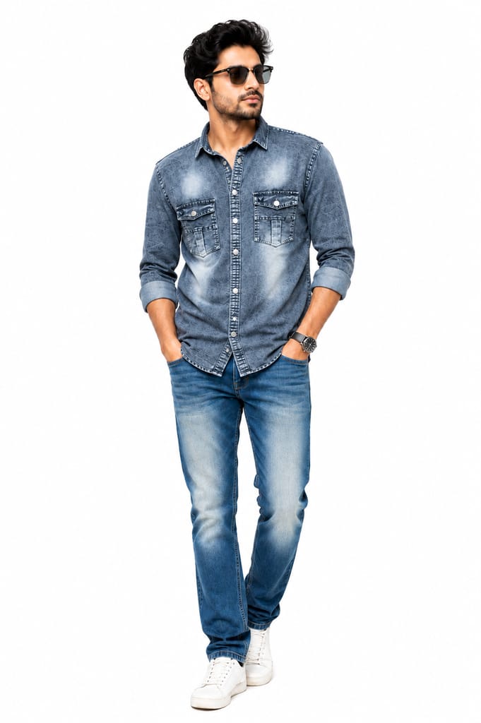 Premium Quality Jeans Shirts | Jeans Made of 100% Cotton Fabric | Long Durable |Fashionable, Stylish, Comfortable & Skin Friendly | Suitable Wear for Mild & Dense Winter, Rainy, Autumn |