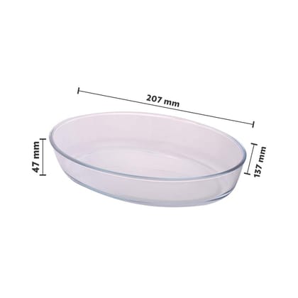 Borosil Oval Baking Dish, 700ml, Transparent & Venus Glass Katori Set, 170ml, Set of 6, Transparent Combo
