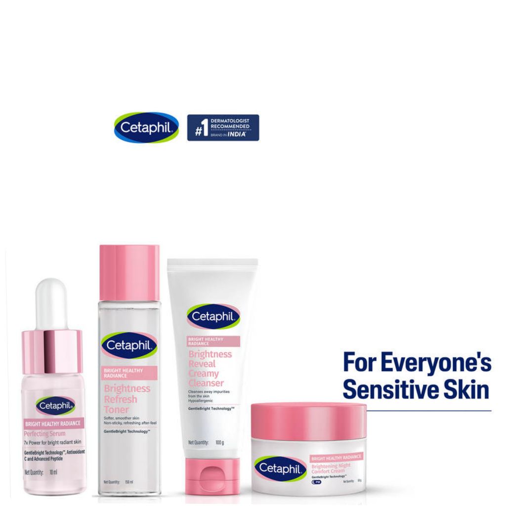 CETAPHIL Multi-Action Brightening AM Skincare kit(10ml+150ml+100gm+50gm) Pack of 4