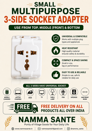 Small Multipurpose 3-Side Socket Adapter | Small 3-Side Universal Socket Adapter | Mini Multipurpose Socket Adapter | 3-Way Socket Adapter | Universal Multi Plug Adapter Small Multipurpose 3-Side Socket Adapter | Small 3-Side Universal Socket Adapter | Mini Multipurpose Socket Adapter | 3-Way Socket Adapter | Universal Multi Plug Adapter