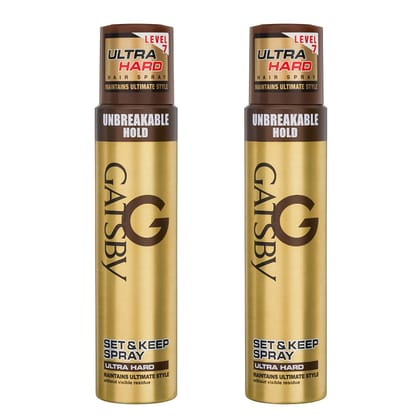 Gatsby Japan Set & Keep Hair Spray - Ultra Hard 250ml | Styling Hair Spray | Quick Drying, Long Lasting & Natural Shine | Non Sticky & Easy Wash Off | Pack of 2 Gatsby Japan Set & Keep Hair Spray - Ultra Hard 250ml | Styling Hair Spray | Quick Drying, Lo