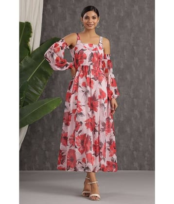 Juniper Women Chiffon Fit & Flare Dress ( Pink )