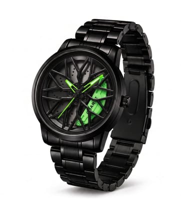 Green Wheel Rim Watch - Car Alloy Wheel Sports Wristwatch with Rotating Dial Green Wheel Rim Watch - Car Alloy Wheel Sports Wristwatch with Rotating Dial