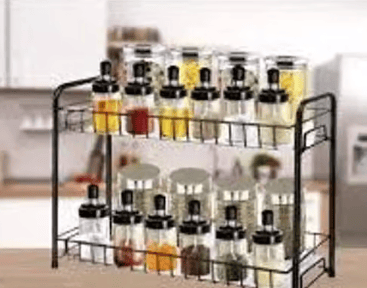 Iron Foldable 2-Tier Iron Kitchen Spice Rack for Condim ALIGHT Spice Rack Organizer for Countertop 2 Tier