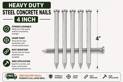 Heavy Duty Steel Concrete Nails 4 Inch | Concrete Nails | Steel Nails | Cement Nails | Masonry Nails