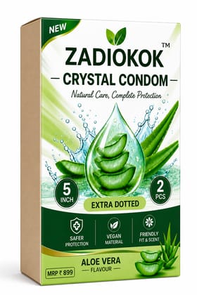 Zadiokok 5 Inch Crystal Condom with Extra Dotted Aloevera Flavour, Reusable & Comfortable Fit (2 Pcs Set)