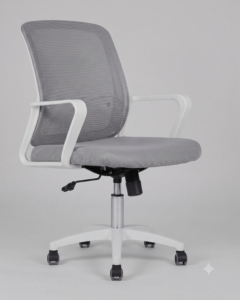 Ergonomic Mesh Office Chair with Armrests, Grey and White