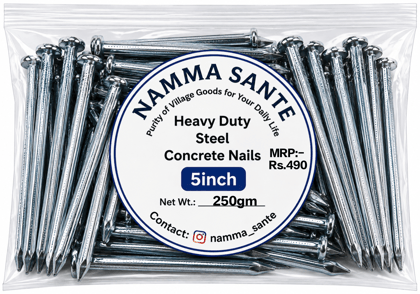 Heavy Duty Steel Concrete Nails 5 Inch | 5 Inch Concrete Nails | Hardened Steel Nails | Heavy Duty Wall Nails | Concrete Wall & Beam Nails
