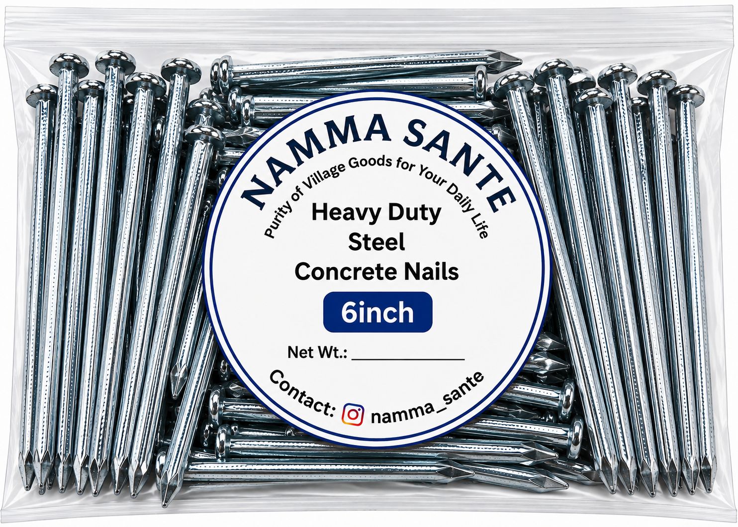 Heavy Duty Steel Concrete Nails 6 Inch | 6 Inch Concrete Nails | Hardened Steel Nails 6 Inch | Heavy Duty Wall Nails 6 Inch | Concrete Wall & Beam Nails