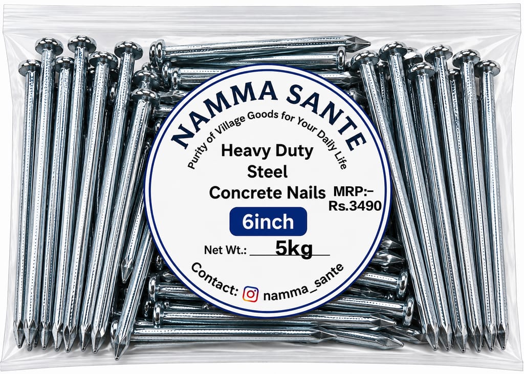 Heavy Duty Steel Concrete Nails 6 Inch | 6 Inch Concrete Nails | Hardened Steel Nails 6 Inch | Heavy Duty Wall Nails 6 Inch | Concrete Wall & Beam Nails - Hardware, Tools and Home Safety | Buy online on ZillyBuy