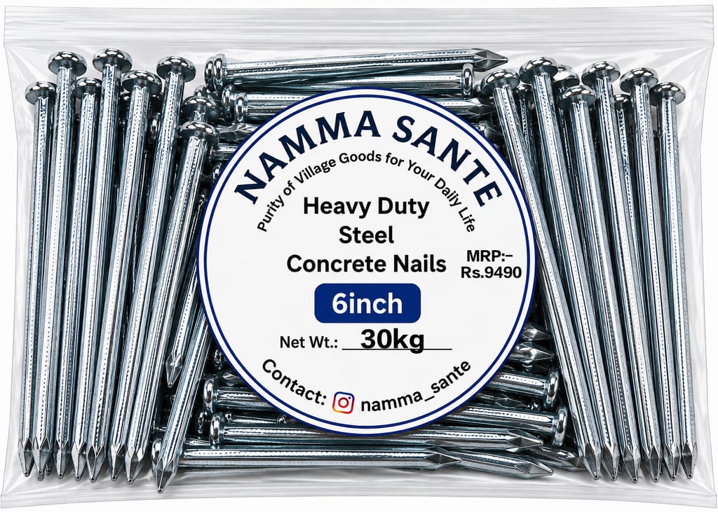 Heavy Duty Steel Concrete Nails 6 Inch | 6 Inch Concrete Nails | Hardened Steel Nails 6 Inch | Heavy Duty Wall Nails 6 Inch | Concrete Wall & Beam Nails - Hardware, Tools and Home Safety | Buy online on ZillyBuy