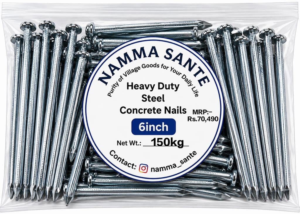 Heavy Duty Steel Concrete Nails 6 Inch | 6 Inch Concrete Nails | Hardened Steel Nails 6 Inch | Heavy Duty Wall Nails 6 Inch | Concrete Wall & Beam Nails - Hardware, Tools and Home Safety | Buy online on ZillyBuy