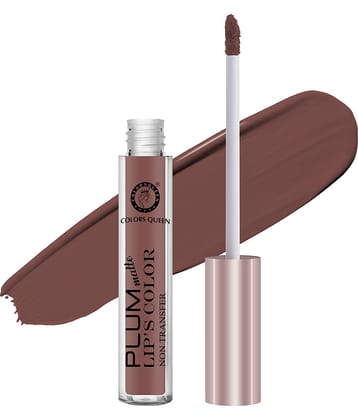 Colors Queen Plum Matte Non Transfer Water Proof Liquid Matte Lipstick 7ml, Nudit (Shade - 09)