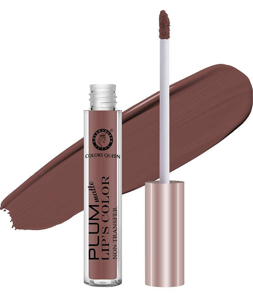 Colors Queen Plum Matte Non Transfer Water Proof Liquid Matte Lipstick 7ml, Nudit (Shade - 09)