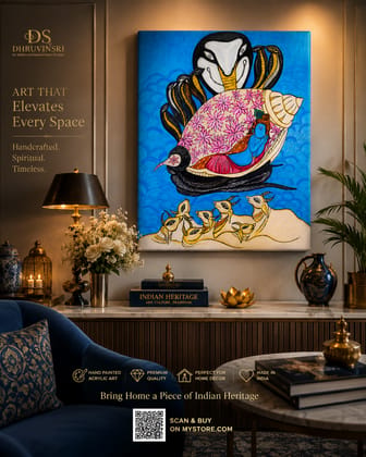 Krishna Bal Leela – Hand Painted Acrylic Wall Art with Maa Yashoda | Traditional Indian Decor-  Originnal Canvas Handicraft Painting, Paintings