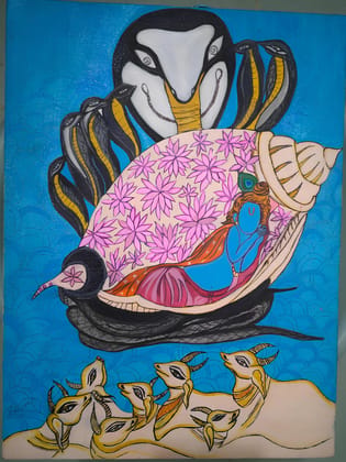 Krishna Bal Leela – Hand Painted Acrylic Wall Art with Maa Yashoda | Traditional Indian Decor-  Originnal Canvas Handicraft Painting, Paintings