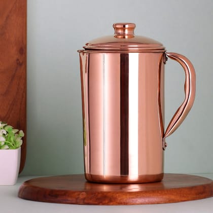 Copper Plain Jug for Keeping Water for Ayurvedic Benefits (1.5 Liter)