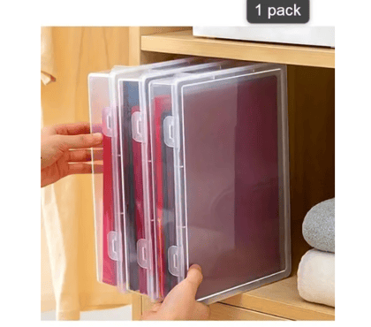 Stackable A4 Document Storage Box – Transparent Plastic File Organizer with Lid for Paper