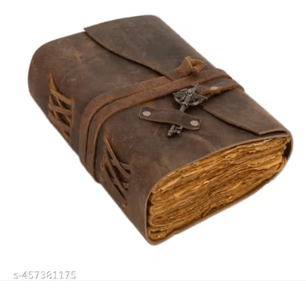 Genuine Leather Diary | Vintage Handmade Leather Journal | Premium Antique Key Closure | 200 Handmade Deckle Edge Antique Pages