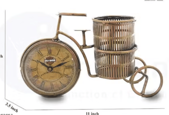 Iron Flower Pot/ Pen stand With Clock / Pen Holder For Office and Home Decoration