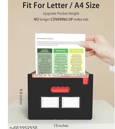 Portable Document Organizer with Rainbow Tabs and Handle