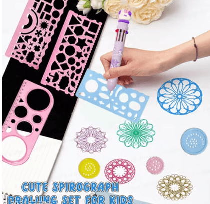 Kawaii Drawing Ruler Set – 7+1 Cute Spirograph Drawing Set for kids 