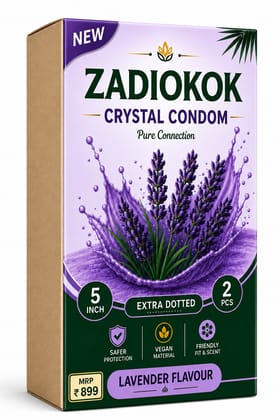 Zadiokok 5 Inch Crystal Condom with Extra Dotted Lavender Flavour, Reusable & Comfortable Fit (2 Pcs Set)