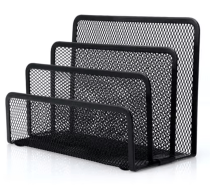 Compartments Metal Office Storage Black Mesh Letter
