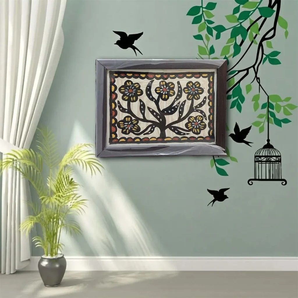 Handpainted Sohrai Tree of Life Painting Framed Tribal Wall Art - Paint and Wallpapers | Buy online on ZillyBuy